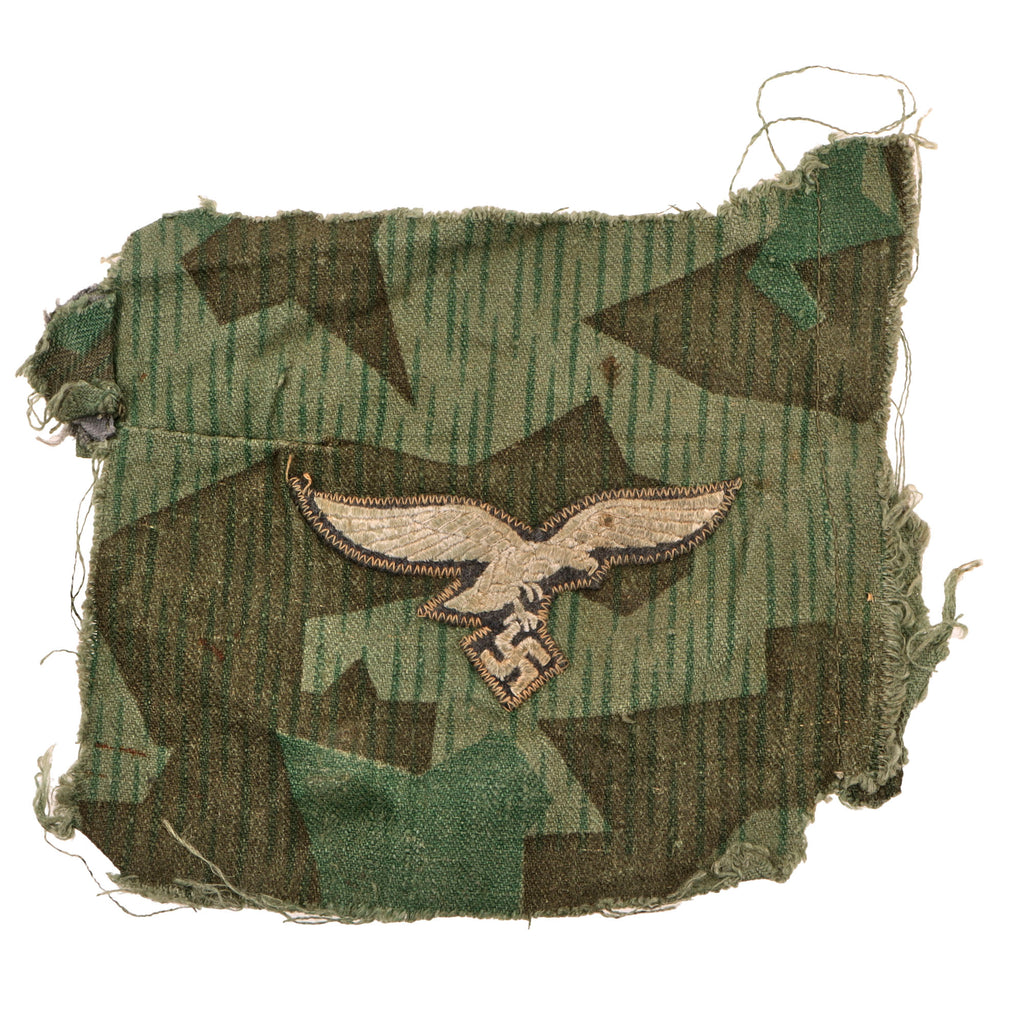 Original German WWII Luftwaffe Field Division Splittertarn Camouflage Smock Cut-Off with Breast Eagle