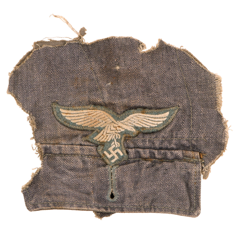 Original German WWII Luftwaffe Rare Blue-Gray “Blaumeliert” Service Shirt Cut-Off with Matching Breast Eagle Original Items
