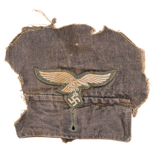 Original German WWII Luftwaffe Rare Blue-Gray “Blaumeliert” Service Shirt Cut-Off with Matching Breast Eagle Original Items