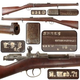 Original Imperial German Mauser Model K.71 10.95mm Carbine by ŒWG Steyr, Dated 1876, Marked to 7th Westphalian Dragoon Regiment, Matching Serial No. 831 D