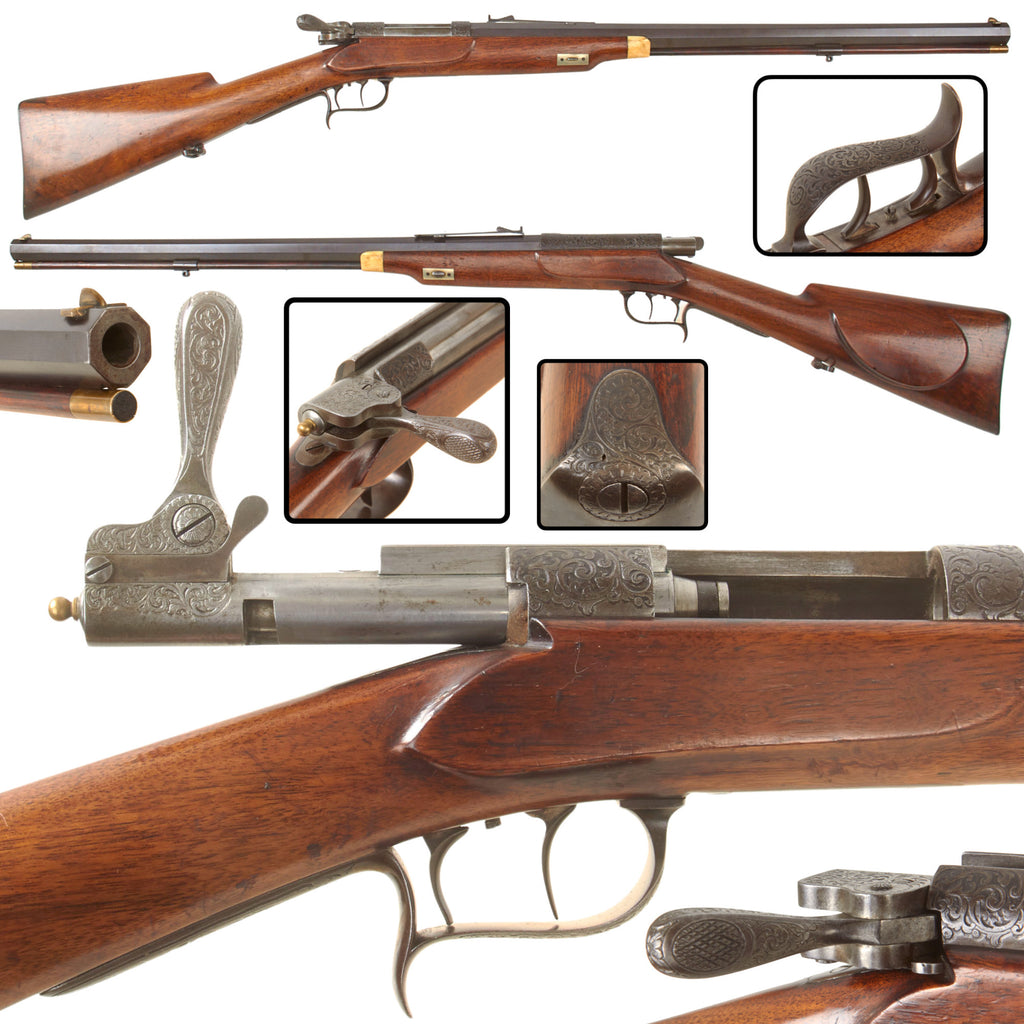 Original 19th Century German Dreyse Zündnadel Needle Fire System Style 11mm Sporting Rifle with Set Trigger and Cocking Lever, Circa 1865-1875