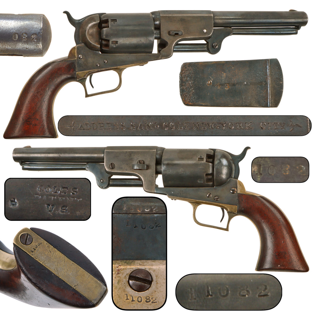 Original U.S. Civil War Era Rare Colt 2nd Model 1848 Dragoon .44 Cal Percussion Army Revolver Made in 1851, Mostly Matching Serial No. 11082