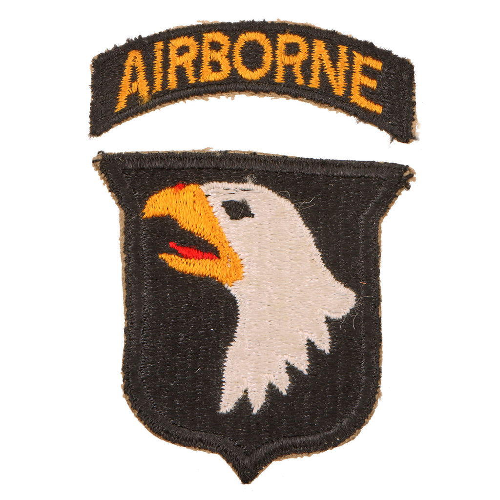 Original U.S. WWII Rare 101st Airborne Division Type 10 Patch with Detached Rocker Original Items