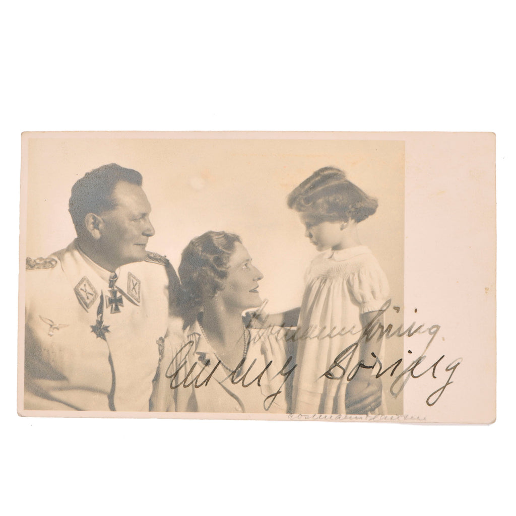 Original German WWII 3 1/4" x 5 3/8" Photograph of Reichsmarschall Hermann Göring with Family - Signed by Hermann and Emmy Göring Original Items