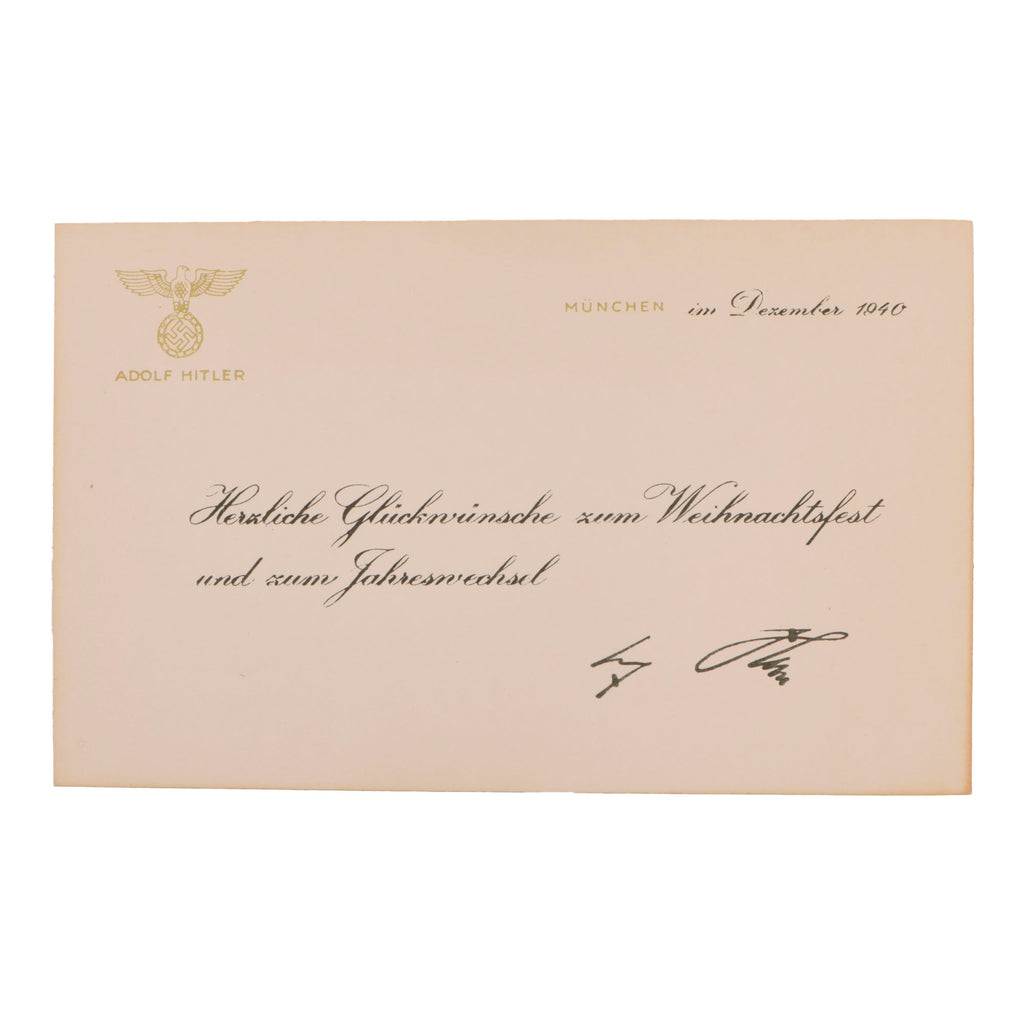 Original German WWII Der Führer Adolf Munich Office December 1940 Christmas and New Years Card - 7 5/8" x 4 3/4" Original Items