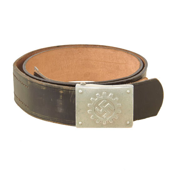 Original German WWII DAF Labor Front Belt with Aluminum Belt Buckle by Steinhauer & Lück of Lüdenscheid - M4/49 Original Items