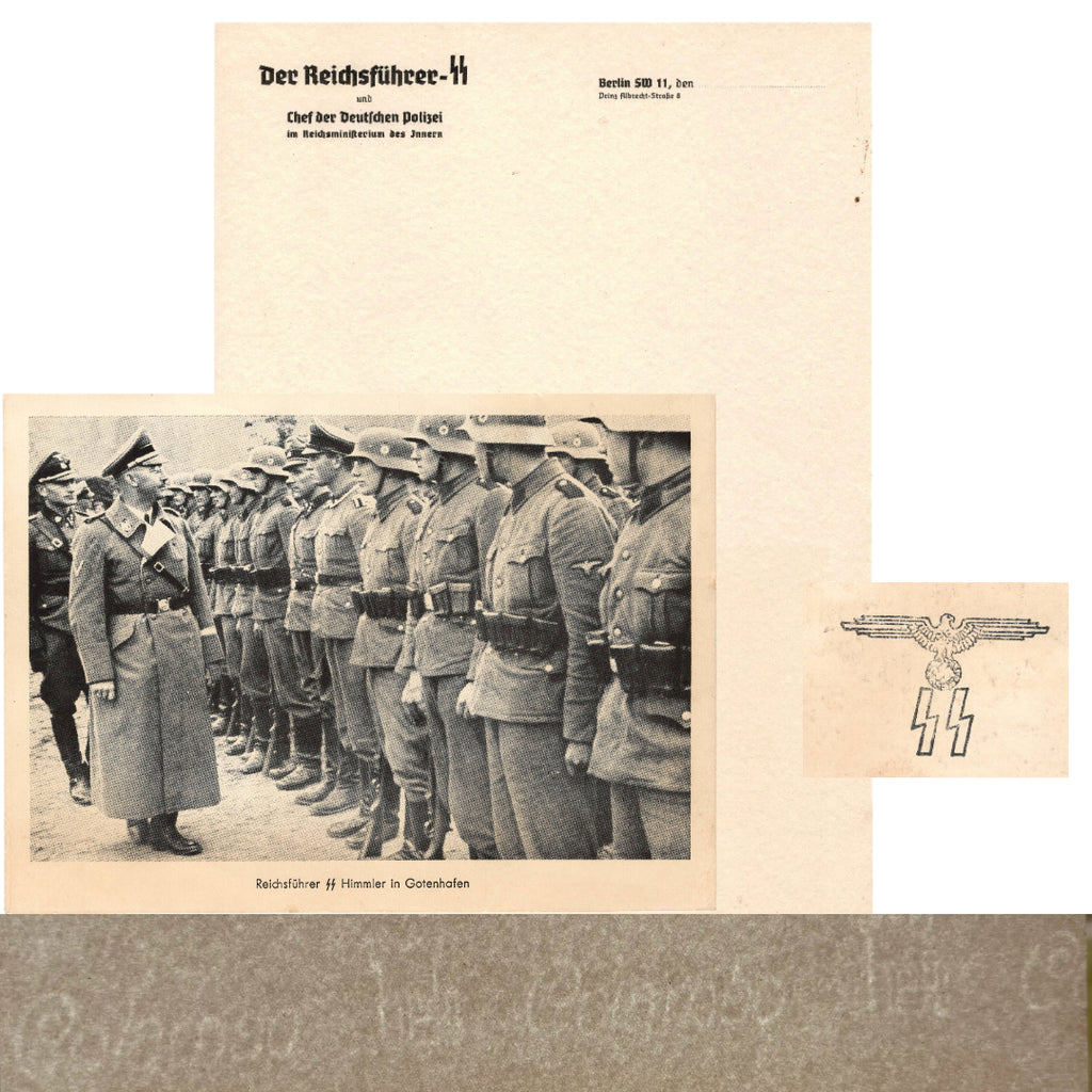 Original German WWII Der Reichsführer-SS Heinrich Himmler Berlin Office A4 Stationary with Period Propaganda Photograph Original Items