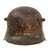 Original German WWI M16 Stahlhelm Helmet Shell with Panel Camouflage Paint - Marked NJ62 - Rare Maker