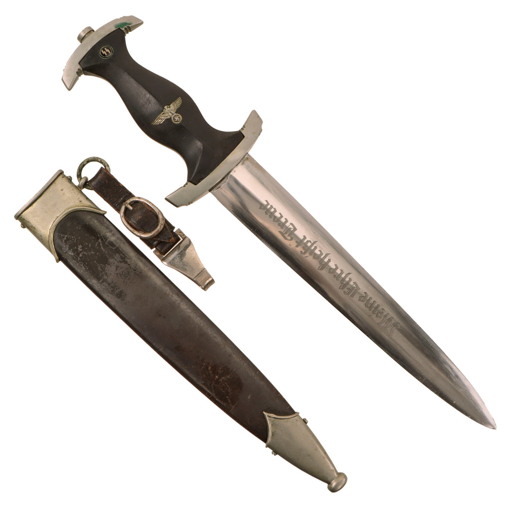 Original German WWII Early Model 1933 SS Dagger by Carl Eickhorn of Solingen with Scabbard and Hanger Original Items