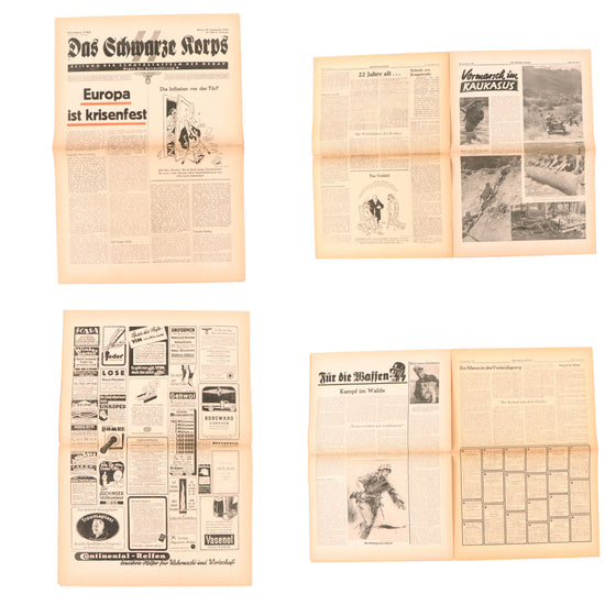 Original German WWII Das Schwarze Korps SS Schutzstaffel Newspaper Issue 39 Volume 8 - September 24, 1942 Original Items