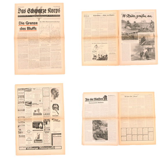 Original German WWII Das Schwarze Korps SS Schutzstaffel Newspaper Issue 40 Volume 8 - October 1, 1942 Original Items