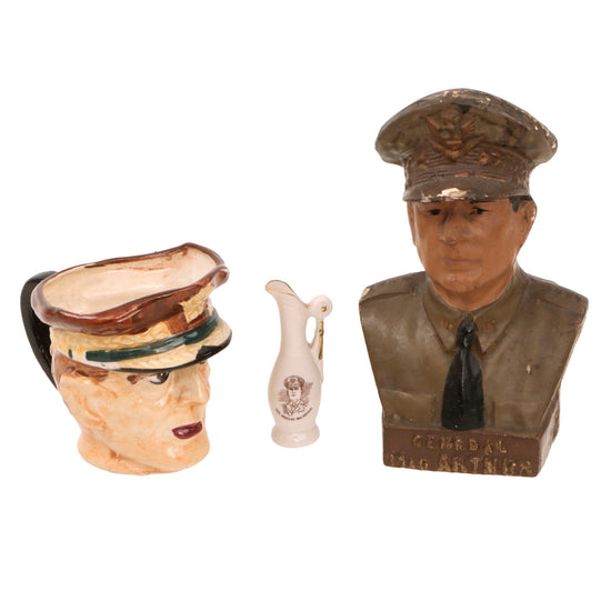 Original U.S. WWII General Douglas MacArthur Bank & Porcelain Cup Lot - Three Items Total Original Items