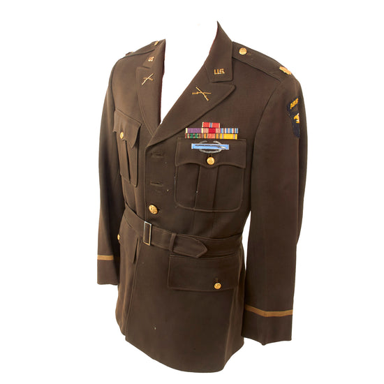 Original U.S. WWII 101st Airborne Infantry Major’s Uniform Jacket with White Tongue 101st Eagle Patch & Ribbon Bar - Named Herbert Wn Thompson Original Items
