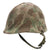 Original U.S. WWII Korean War Named USMC Fixed Bale Front Seam M1 Helmet with CAPAC Liner and 1st Pattern USMC Camouflage “Frogskin” Cover - Anthony P. Bredice Original Items