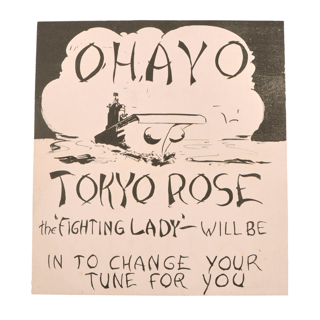 Original U.S. WWII “Ohayo Tokyo Rose” Leaflet with Unusual Aircraft Carrier with Breasts “Fighting Lady” Original Items