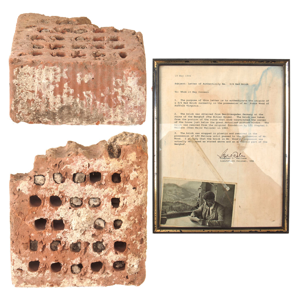 Original German WWII Brick from Adolf H's Retreat Der Berghof at Berchtesgaden with Signed Provenance Letter and Photo Original Items