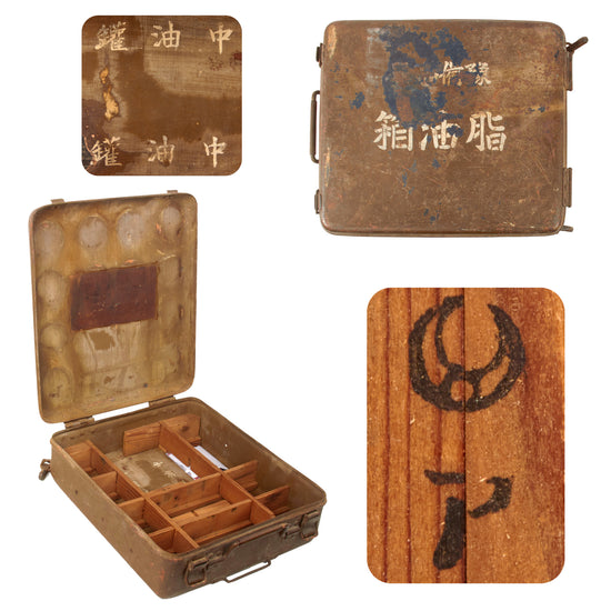Original Japanese WWII Army Tank Automatic Transmission Fluid Box with Internal Wooden Dividers Original Items