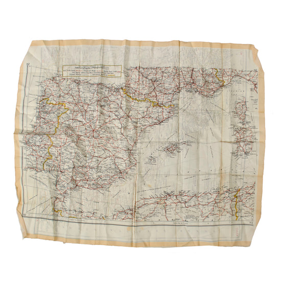 Original U.S. British Double Sided North Africa & Spain Escape Map K3/H2 - 18 ⅜ x 23 ⅜” Original Items