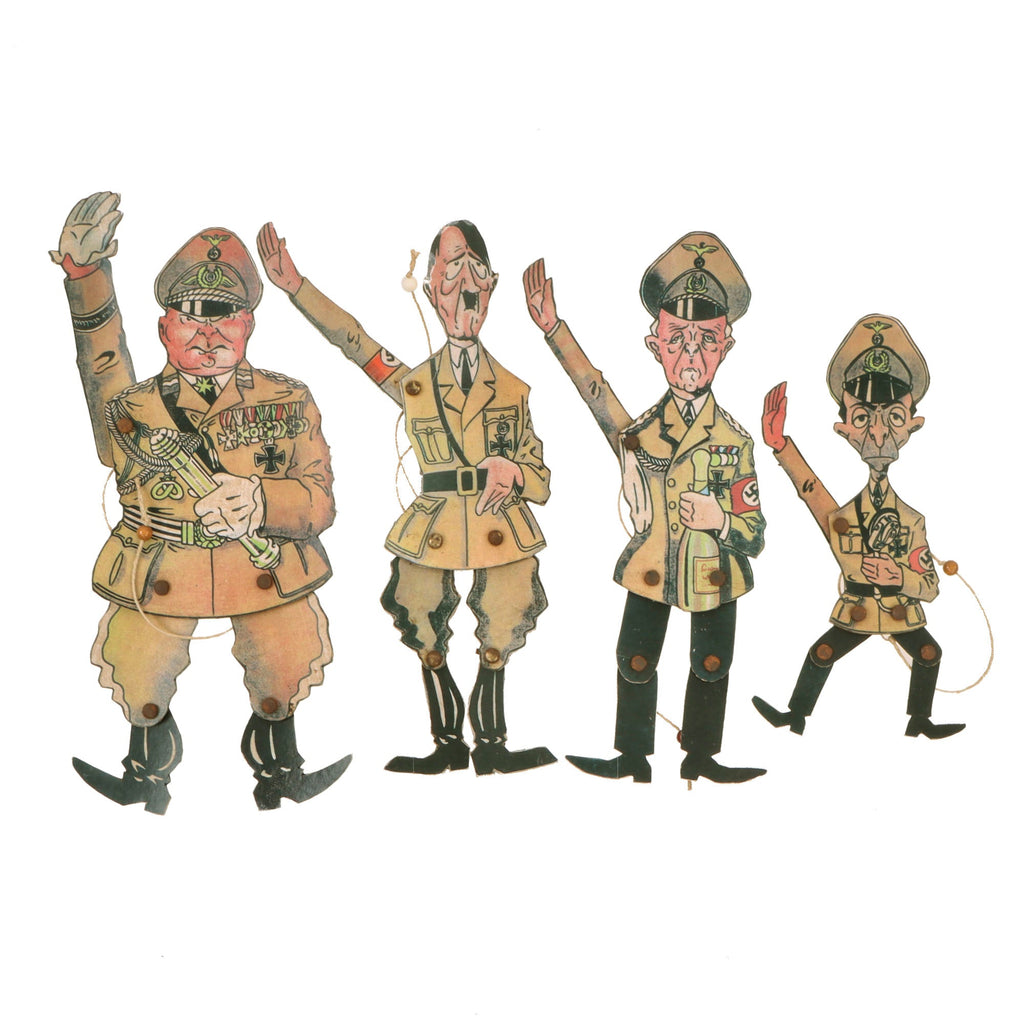 DRAFT Original Danish WWII Set of 3 American Anti-German Propaganda Jointed Paper “Hanging” Dancing Caricatures - Adolf, Himmler, & Göring (Copy) Original Items