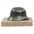 Original German WWII Army Heer Transitional M18 Double Decal Miniature Helmet Desk Ornament on Marble Base - dated 1934 Original Items