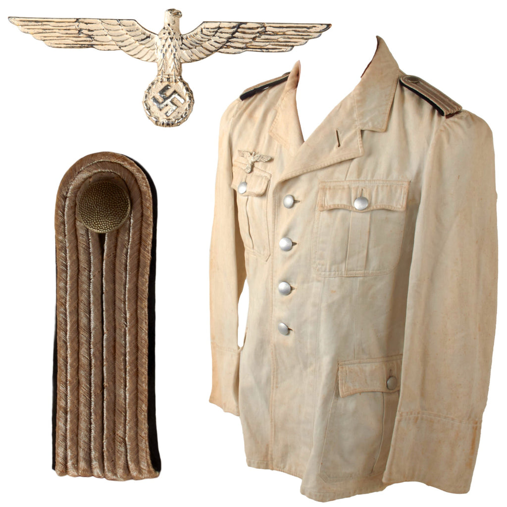 Original German WWII Heer Army Pioneer Combat Engineer Leutnant Summer White Uniform Tunic Original Items
