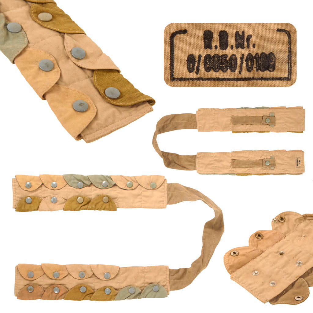 Original Rare German WWII Late War Luftwaffe Multi-Color Fallschirmjäger Paratrooper Ammo Bandolier Made from Depot Scraps - RBNr. Marked Original Items