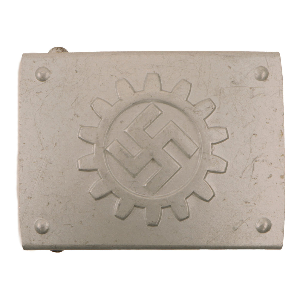 Original German WWII DAF Aluminum Belt Buckle by Friedrich Linden of Lüdenscheid - M4/24 Original Items