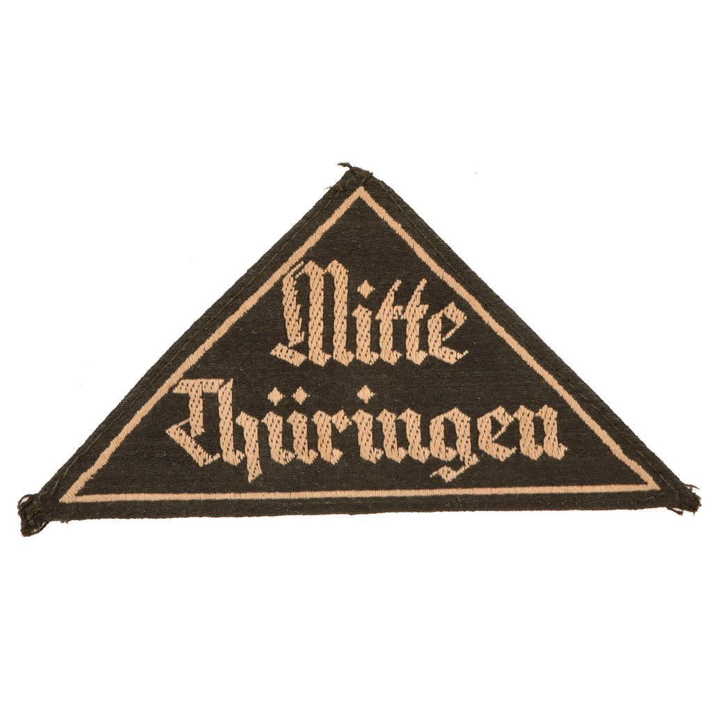 Original German WWII BDM League of German Girls Mitte Thüringen District Sleeve Triangle with RZM Tag Original Items