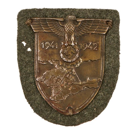 Original German WWII Heer Army Crimea Krim Shield Decoration with Fabric Backing - Krimschild Original Items