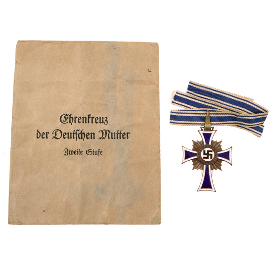DRAFT Original German WWII 3rd Class Bronze Mother’s Cross with Ribbon and Award Packet - Cross of Honor of the German Mother (Copy) Original Items