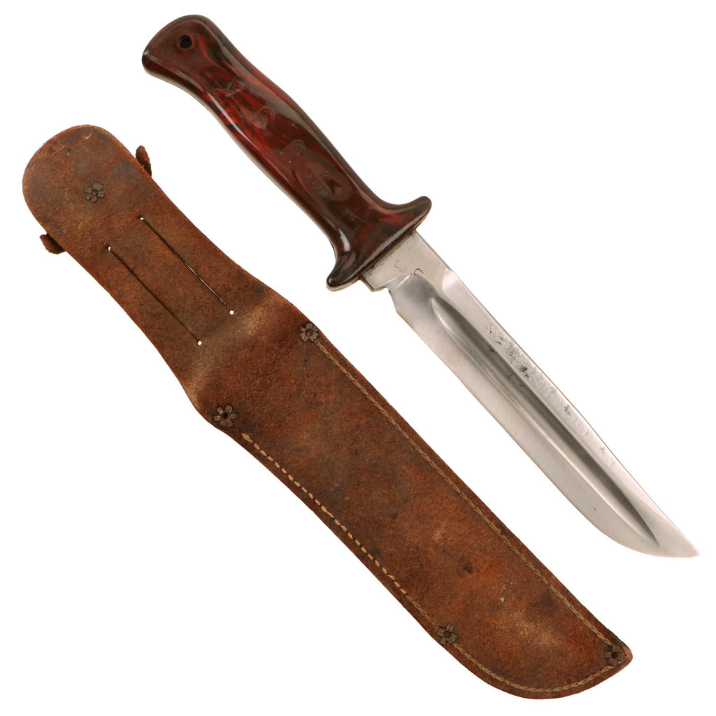 Original U.S. WWII Cut Down M1913 “Patton” Saber Fighting Knife by the Anderson Knife Company of Glendale, California with Leather Sheath & Bowie Style Blade Original Items