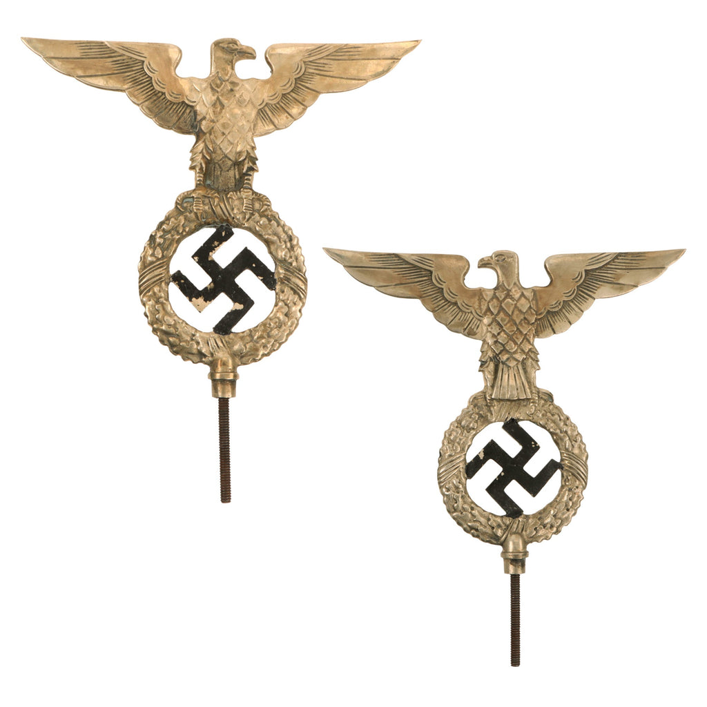 Original German WWII NSDAP National Socialist Party First Pattern Flag Pole Finial "Topper" - Plated Nickel Silver Original Items