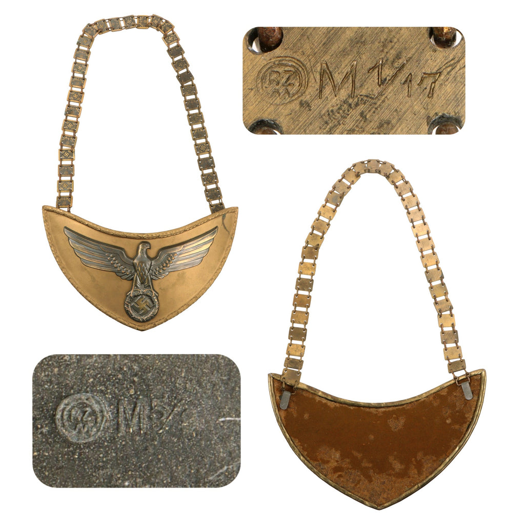 Original German WWII NSDAP Political Leader Standard Bearer Gorget with Chain by F. W. Assmann & Söhne of Lüdenscheid Original Items