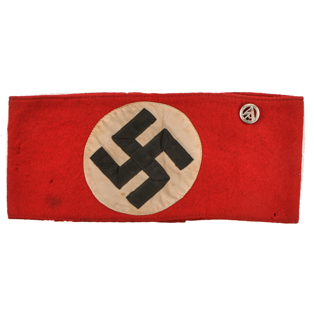 Original German WWII Early SA Multi-piece Wool Felt & Rayon Overcoat Armband with SA Insignia Pin Original Items