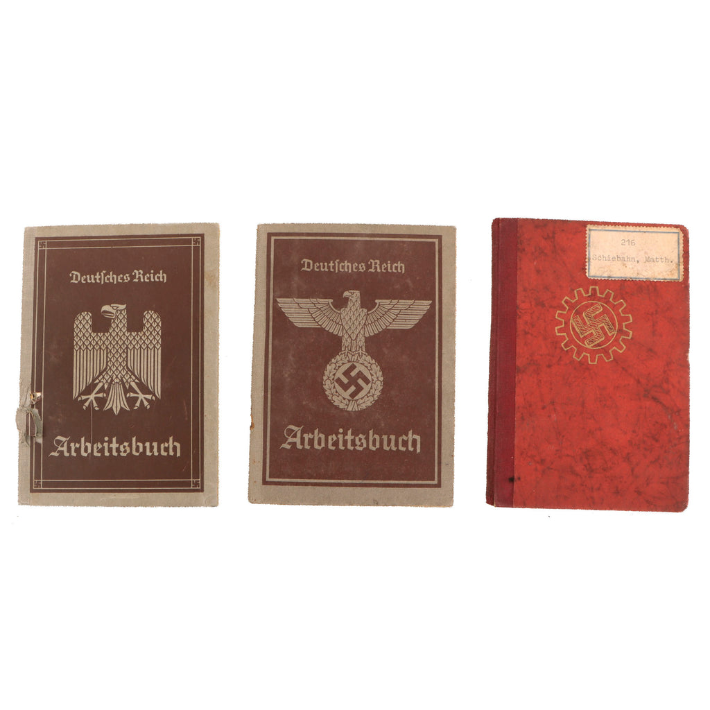 Original German WWII Set of Three Identification & Document Books - Two Workbooks, and DAF Membership Book Original Items
