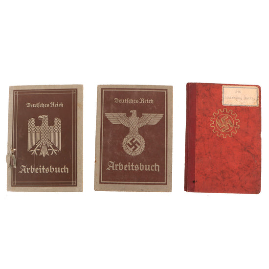 Original German WWII Set of Three Identification & Document Books - Two Workbooks, and DAF Membership Book Original Items