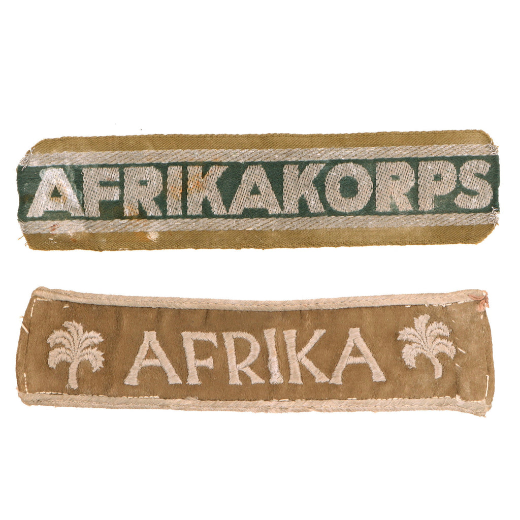Original German WWII Deutsches Afrikakorps DAK Uniform Cutoff Cuff Title Set- AFRIKAKORPS and AFRIKA Original Items