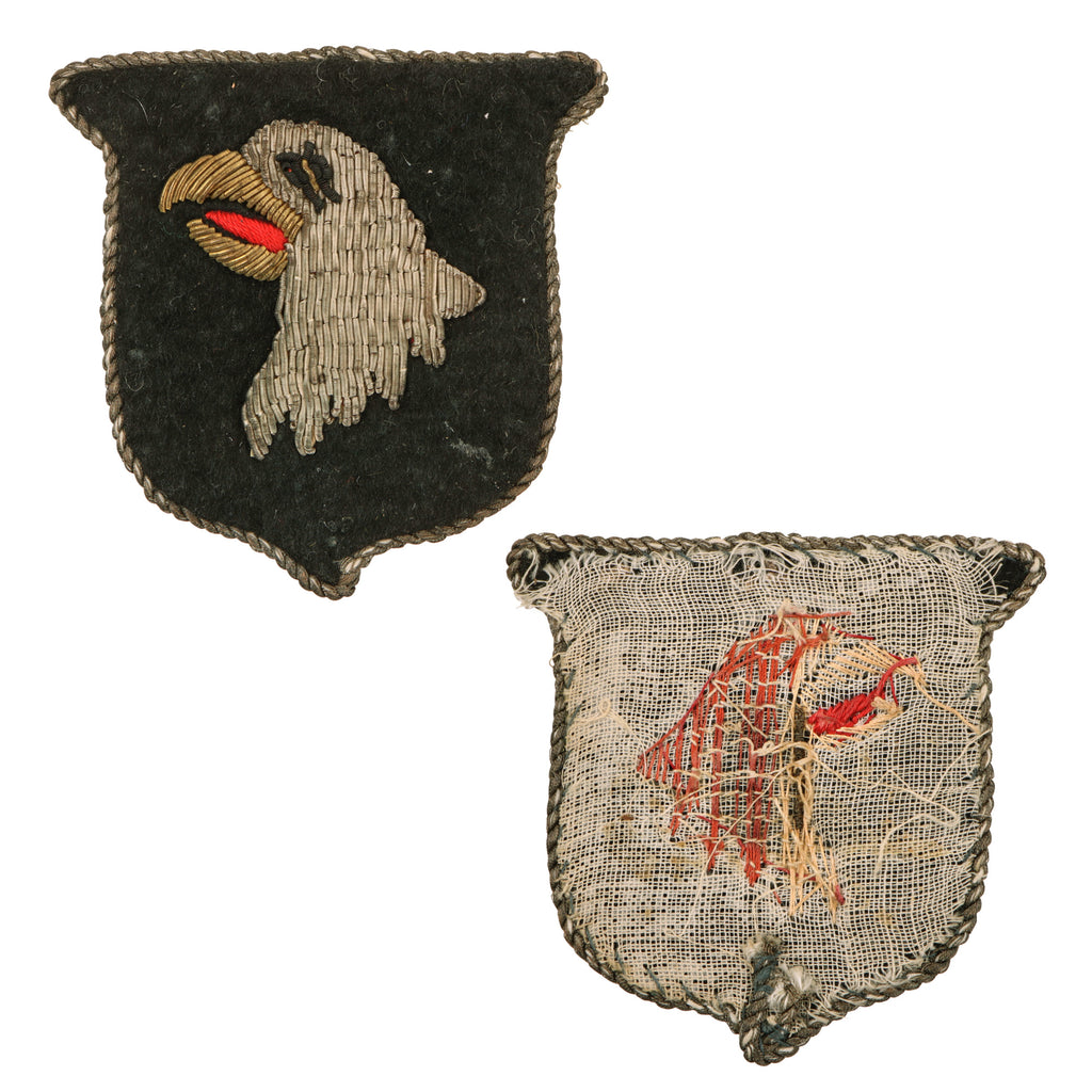 Original U.S. WWII German Occupation-Made Bullion 101st Airborne Division Patch with Bullion Border - No Rocker Original Items