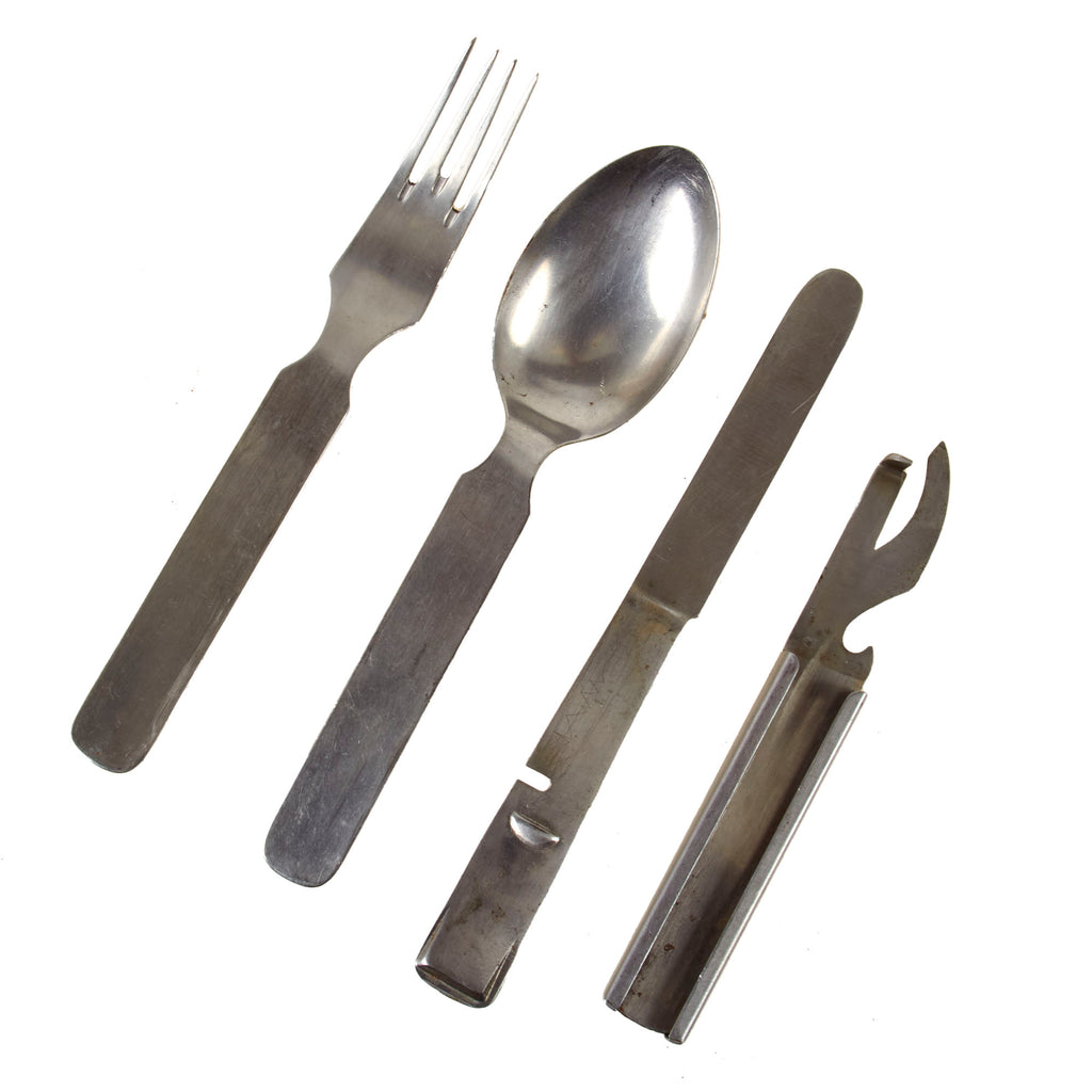 Original German WWII Mess Kit Utensil Set Dated 1941 - 1942 - Steel and Stainless Steel Original Items