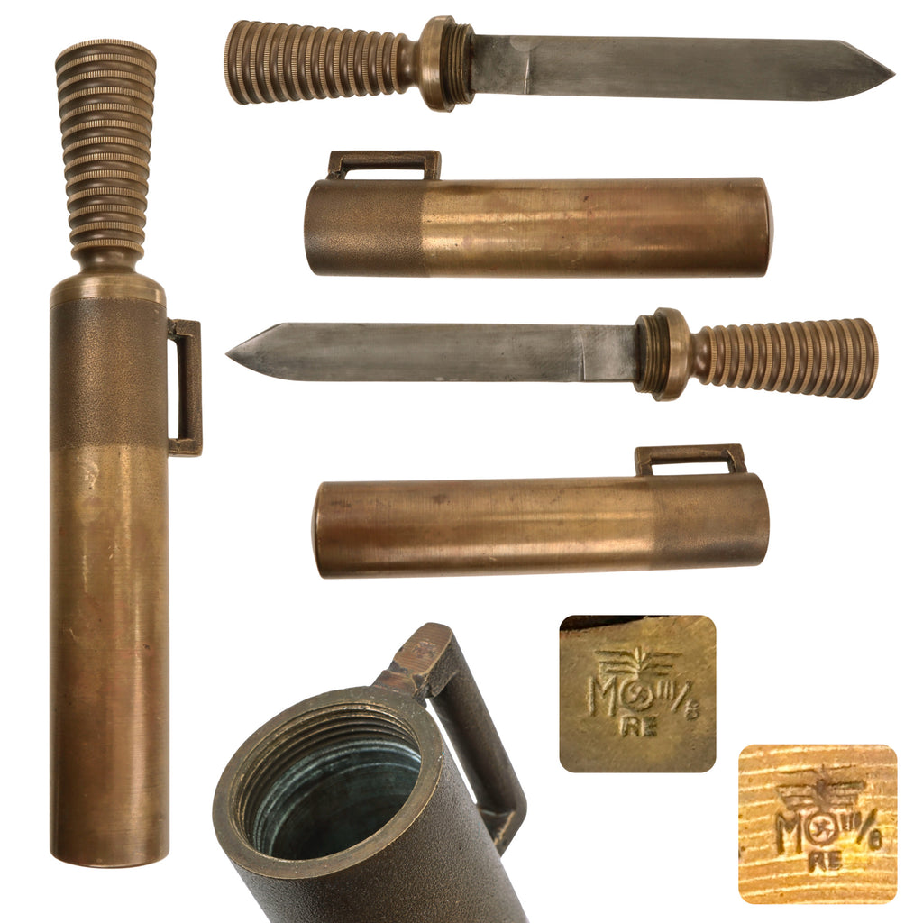 Original German WWII Kriegsmarine Navy Diver's Knife with Great KM Proof Stamps & Scabbard Original Items