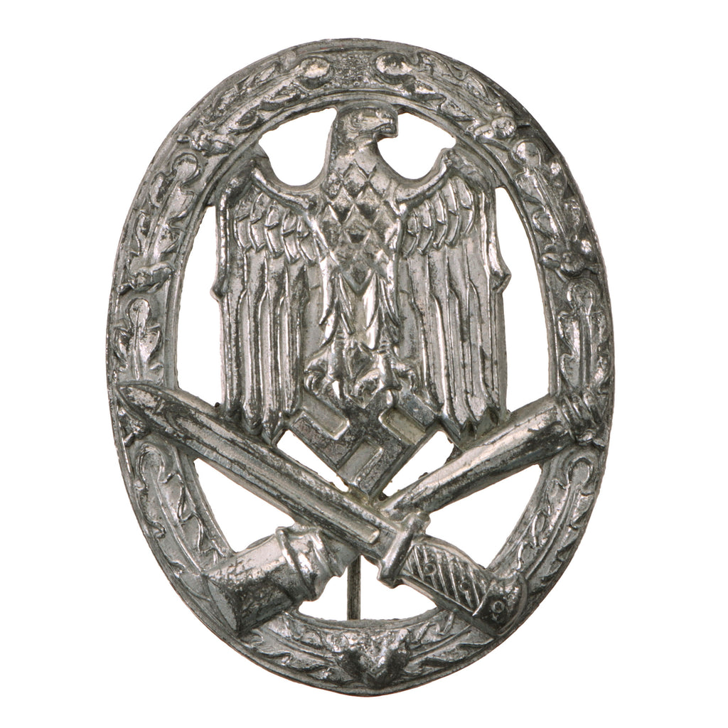 Original German WWII Silver Grade General Assault Badge - Unmarked Scoop Back