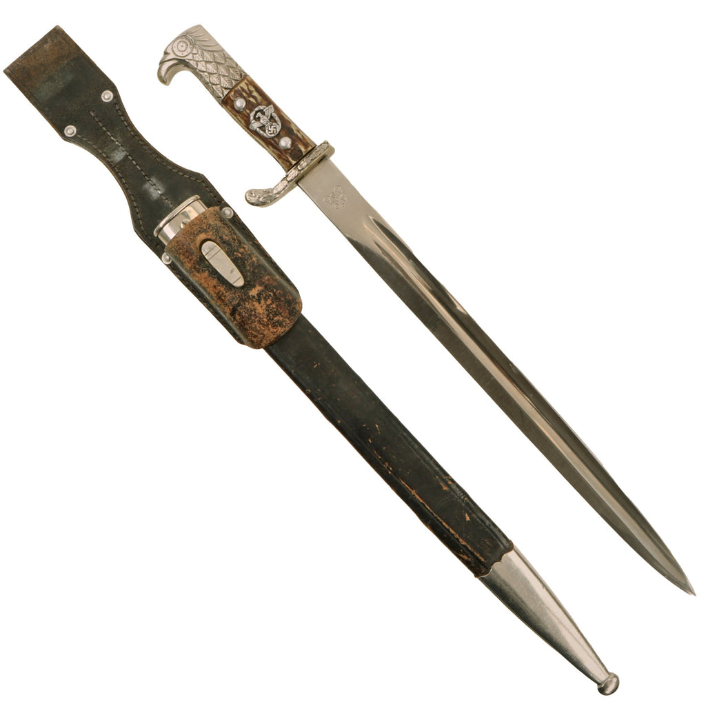 DRAFT Original German WWII Stuttgart Metropolitan Police Long Dress Bayonet by Alexander Coppel with Scabbard & Frog - Matching Unit Marks (Copy) Original Items