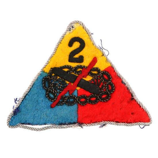 Original U.S. WWII German Occupation-Made 2nd Armored Division Patch with Bullion Construction Original Items