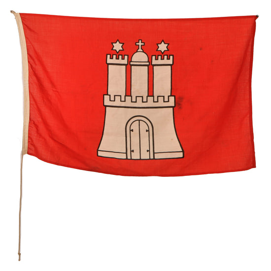 Original German WWII City of Hamburg Coat of Arms Printed Flag - 28" x 46" Original Items