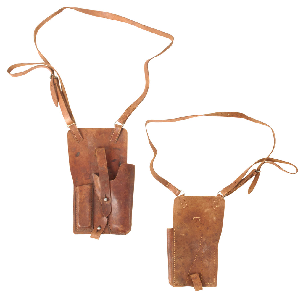 Original German WWII Era Custom Made Leather Luftwaffe Pistol Chest Holster with Strap Original Items