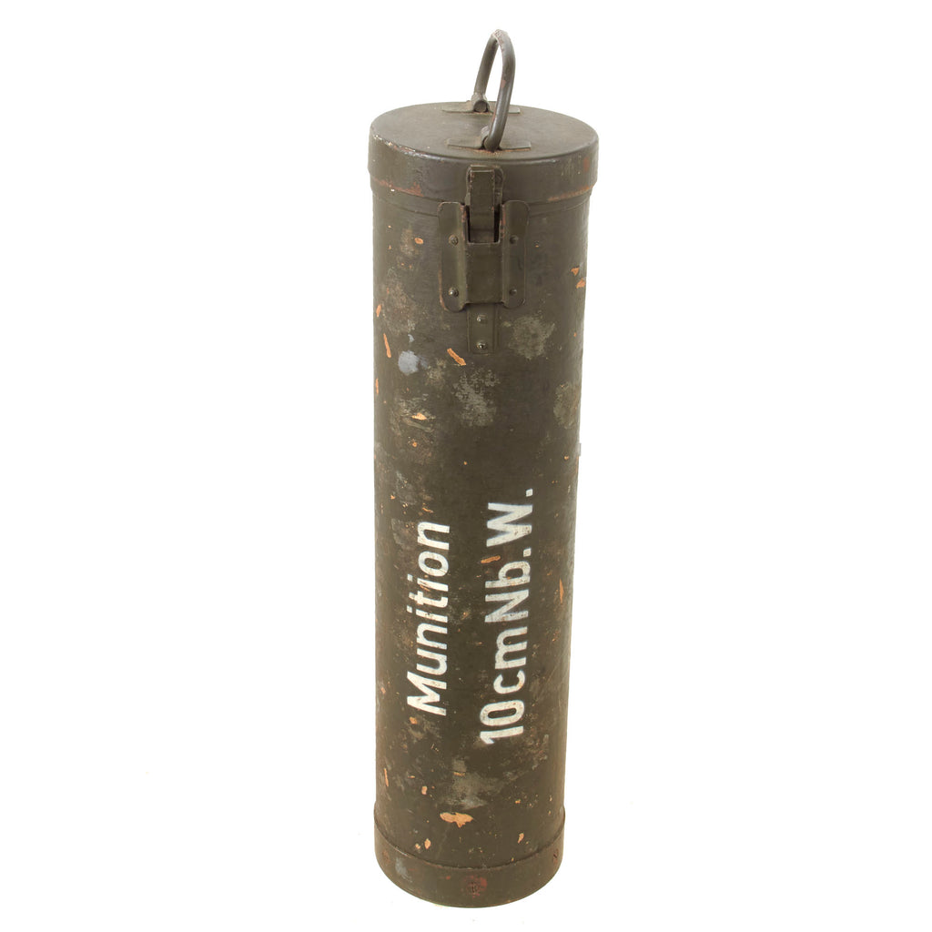 Original German WWII Nebelwerfer Inert 10cm Mortar Round Transport Canister Original Items