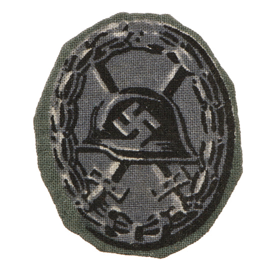 Original Rare German WWII Cloth Third Class Black Wound Badge - Scarce Printed Fabric Variant Original Items