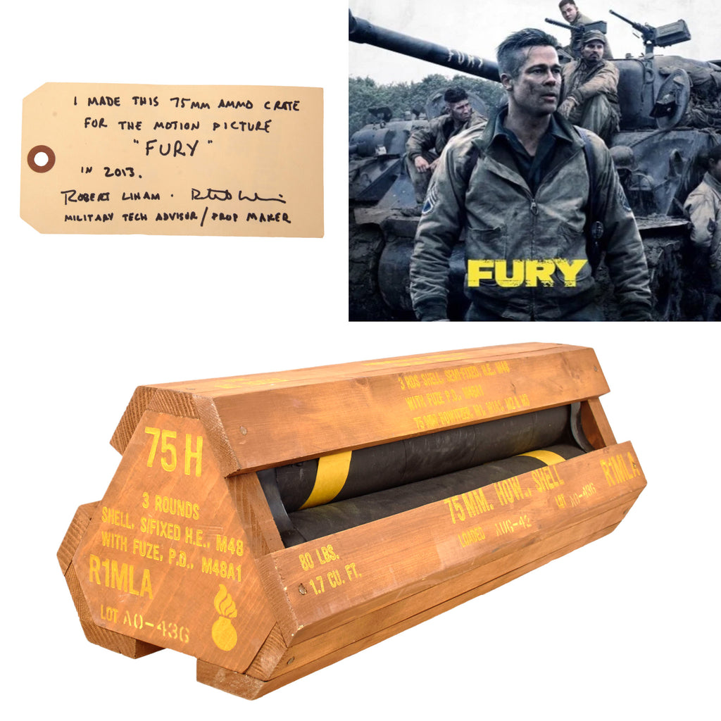 Original Film Prop Wooden 75mm Ammunition Carrier Used as Film Prop in WWII Movie Fury (2014) with Provenance Tag Original Items