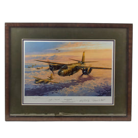 Original Signed Limited Edition Print: Framed “Marauder Mission” by Robert Taylor Signed by Three B-26 Marauder Pilots in the European Theater - 205/1250 - 24¾ x 30”