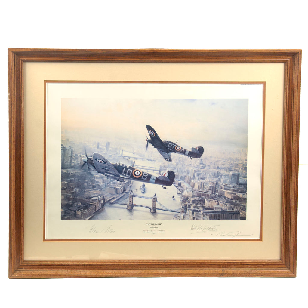 Original Signed Limited Edition Print: Framed “Victory Salute” by Robert Taylor Signed by Wing Commander Bob Stanford-Tuck & Air Commodore Alan Deere - 22 ½ x 28” Original Items